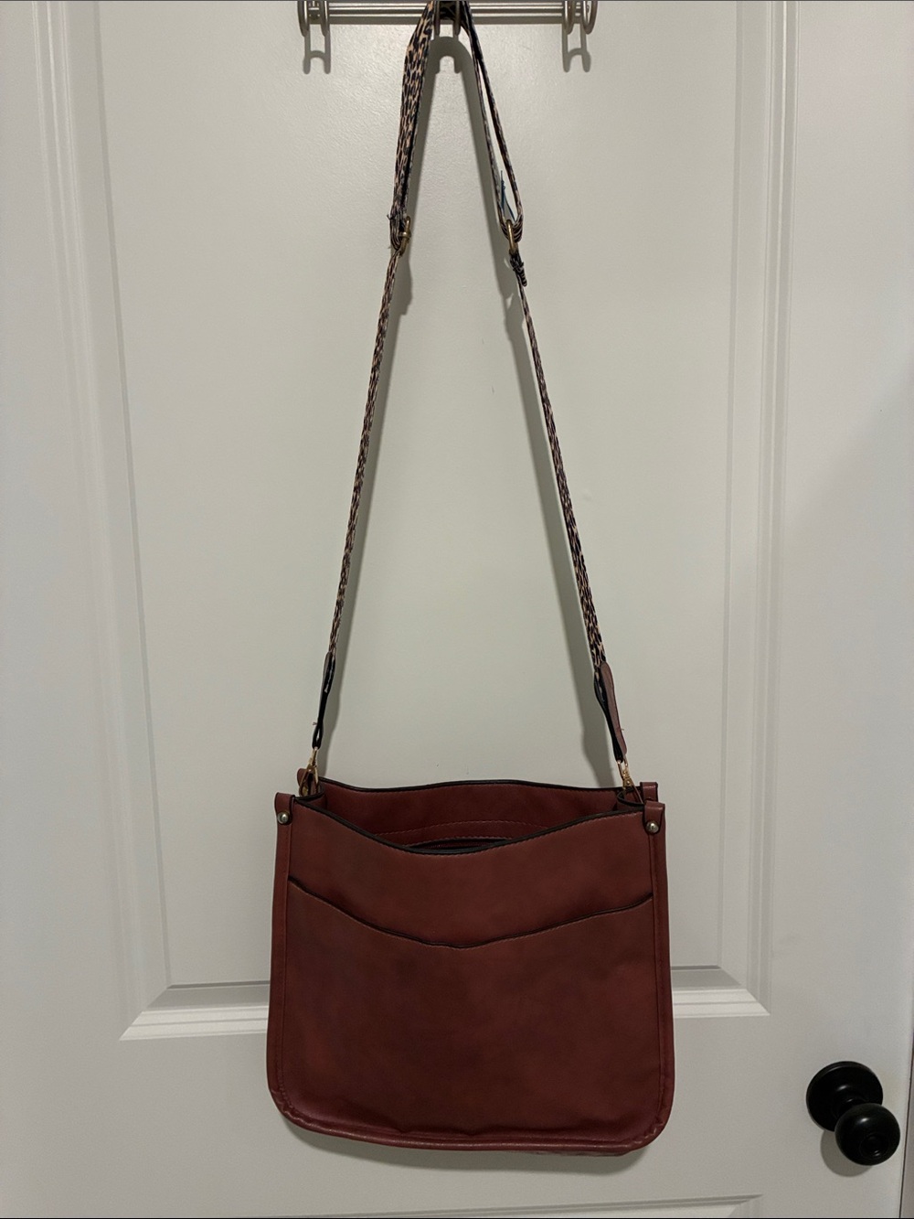 Everyday Women's Crossbody Bag in Rose with Braided Animal Print Strap